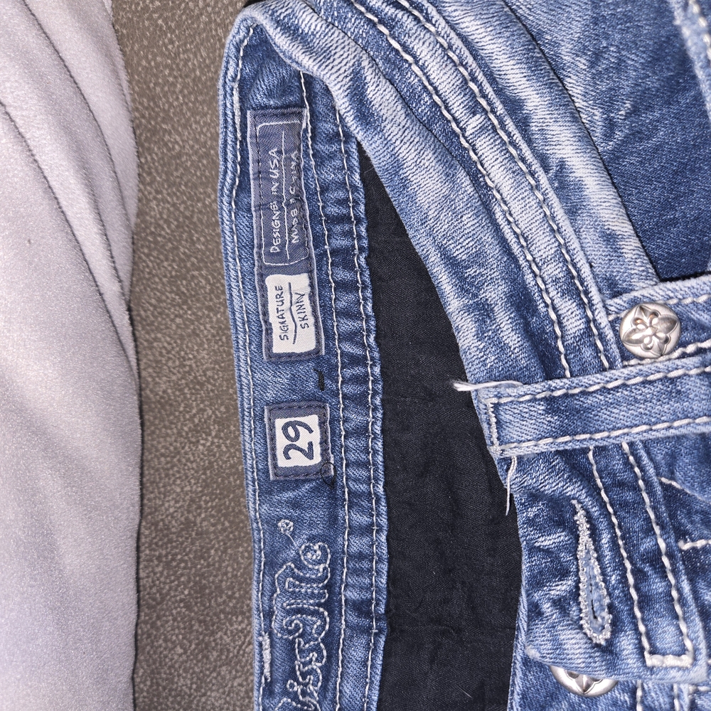 Miss Me Embroidered Blue Jeans